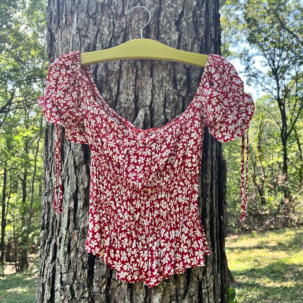 Reformation Off Shoulder Blouse Floral